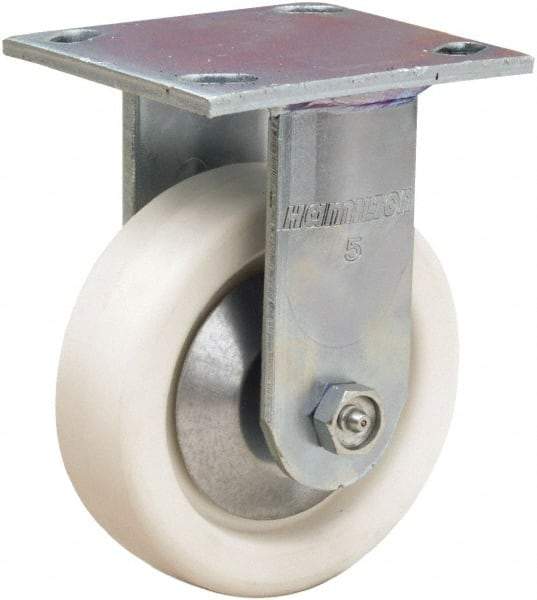 Hamilton - 5" Diam x 1-1/2" Wide x 6-1/2" OAH Top Plate Mount Rigid Caster - Polyolefin, 400 Lb Capacity, Delrin Bearing, 4 x 4-1/2" Plate - A1 Tooling