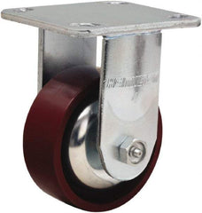 Hamilton - 4" Diam x 1-1/2" Wide x 5-5/8" OAH Top Plate Mount Rigid Caster - Cast Iron, 550 Lb Capacity, Straight Roller Bearing, 4 x 4-1/2" Plate - A1 Tooling