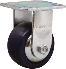 Hamilton - 4" Diam x 2" Wide x 5-5/8" OAH Top Plate Mount Rigid Caster - Polyurethane, 750 Lb Capacity, Straight Roller Bearing, 4 x 4-1/2" Plate - A1 Tooling