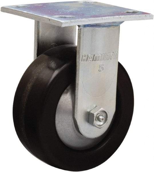 Hamilton - 5" Diam x 2" Wide x 6-1/2" OAH Top Plate Mount Rigid Caster - Phenolic, 1,000 Lb Capacity, Straight Roller Bearing, 4 x 4-1/2" Plate - A1 Tooling