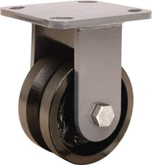 Hamilton - 4" Diam x 2" Wide, Iron Rigid Caster - 800 Lb Capacity, Top Plate Mount, 4" x 4-1/2" Plate, Straight Roller Bearing - A1 Tooling