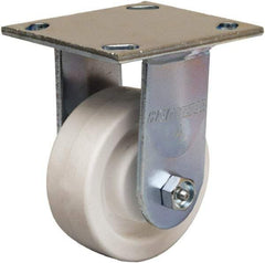 Hamilton - 4" Diam x 1-1/2" Wide x 5-5/8" OAH Top Plate Mount Rigid Caster - Polyolefin, 400 Lb Capacity, Delrin Bearing, 4 x 4-1/2" Plate - A1 Tooling