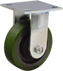 Hamilton - 5" Diam x 1-1/2" Wide x 6-1/8" OAH Top Plate Mount Rigid Caster - Polyurethane Mold onto Cast Iron Center, 550 Lb Capacity, Straight Roller Bearing, 4 x 4-1/2" Plate - A1 Tooling