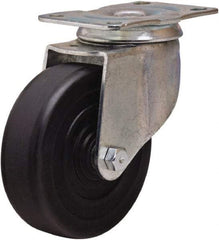 Hamilton - 4" Diam x 1-1/4" Wide x 5" OAH Top Plate Mount Swivel Caster - Hard Rubber, 250 Lb Capacity, Self-Lubricating Bearing, 2-1/2 x 3-3/4" Plate - A1 Tooling