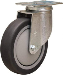 Hamilton - 5" Diam x 1-3/8" Wide x 6-1/16" OAH Top Plate Mount Swivel Caster - Rubber Mold on Polyolefin, 275 Lb Capacity, Precision Ball Bearing, 2-1/2 x 3-3/4" Plate - A1 Tooling