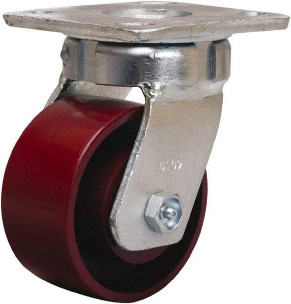 Hamilton - 4" Diam x 2" Wide x 5-5/8" OAH Top Plate Mount Swivel Caster - Cast Iron, 1,000 Lb Capacity, Sealed Precision Ball Bearing, 4 x 4-1/2" Plate - A1 Tooling