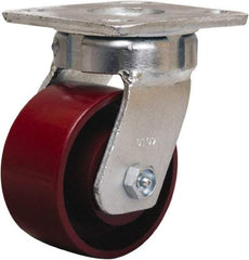 Hamilton - 4" Diam x 2" Wide x 5-5/8" OAH Top Plate Mount Swivel Caster - Cast Iron, 1,000 Lb Capacity, Sealed Precision Ball Bearing, 4 x 4-1/2" Plate - A1 Tooling