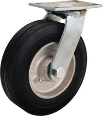 Hamilton - 10" Diam x 2-3/4" Wide, Rubber Swivel Caster - 700 Lb Capacity, Top Plate Mount, 4-1/2" x 6-1/4" Plate, Straight Roller Bearing - A1 Tooling