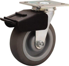 Hamilton - 6" Diam x 2" Wide x 7-1/2" OAH Top Plate Mount Swivel Caster - Rubber Mold on Polyolefin, 410 Lb Capacity, Straight Roller Bearing, 4 x 4-1/2" Plate - A1 Tooling