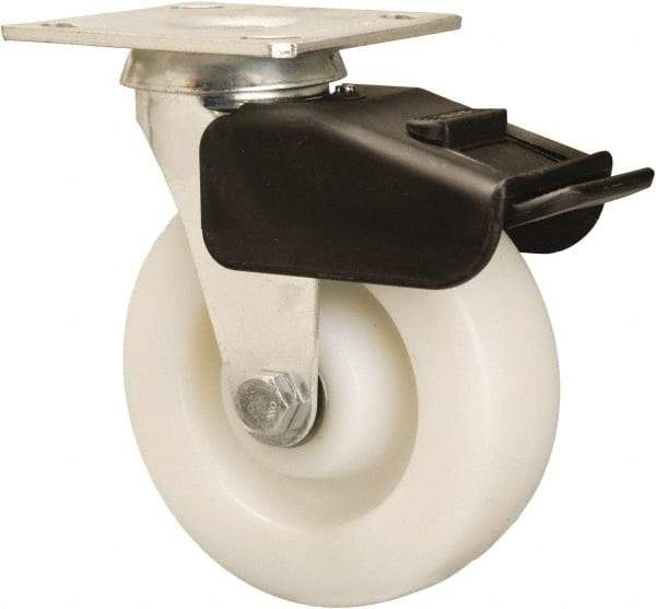 Hamilton - 6" Diam x 2" Wide x 7-1/2" OAH Top Plate Mount Swivel Caster - Nylon, 850 Lb Capacity, Precision Ball Bearing, 4 x 4-1/2" Plate - A1 Tooling