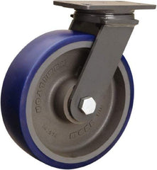 Hamilton - 10" Diam x 3" Wide x 12-1/16" OAH Top Plate Mount Swivel Caster - Polyurethane Mold onto Cast Iron Center, 2,400 Lb Capacity, Sealed Precision Ball Bearing, 4-1/2 x 6-1/2" Plate - A1 Tooling