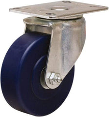 Hamilton - 4" Diam x 1-1/4" Wide x 5-1/16" OAH Top Plate Mount Swivel Caster - Polyurethane, 400 Lb Capacity, Straight Roller Bearing, 3-1/8 x 4-1/8" Plate - A1 Tooling