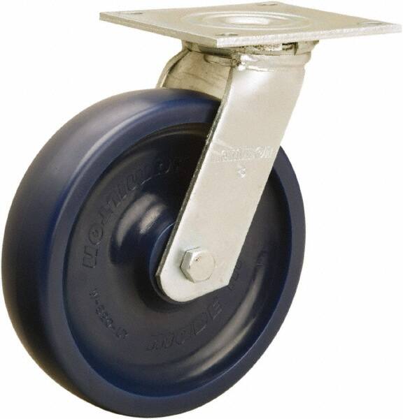 Hamilton - 8" Diam x 2" Wide x 9-1/2" OAH Top Plate Mount Swivel Caster - Polyurethane, 900 Lb Capacity, Sealed Precision Ball Bearing, 5 x 5-1/2" Plate - A1 Tooling