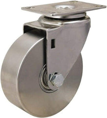 Hamilton - 4" Diam x 1-3/8" Wide x 5-1/8" OAH Top Plate Mount Swivel Caster - Forged Steel, 325 Lb Capacity, Delrin Bearing, 2-3/8 x 3-5/8" Plate - A1 Tooling