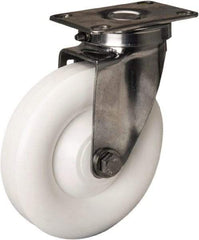 Hamilton - 5" Diam x 1-3/8" Wide x 6-1/4" OAH Top Plate Mount Swivel Caster - Polyolefin, 300 Lb Capacity, Plain Bore Bearing, 2-3/8 x 3-5/8" Plate - A1 Tooling