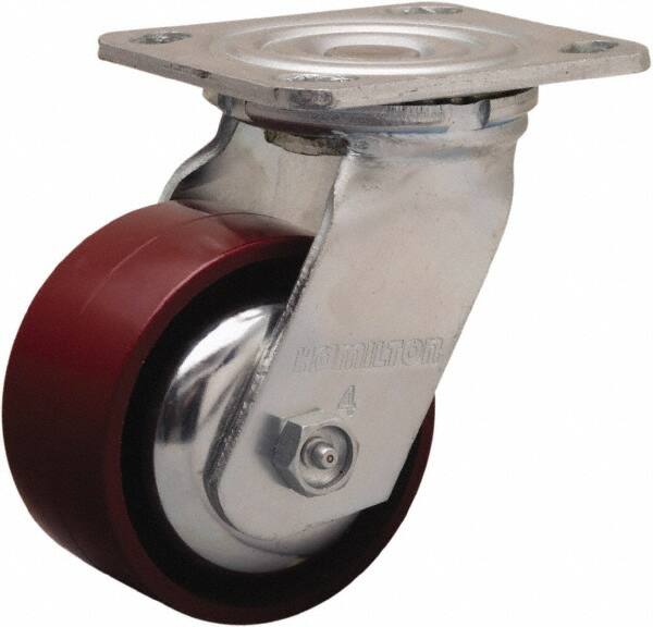 Hamilton - 4" Diam x 2" Wide x 5-5/8" OAH Top Plate Mount Swivel Caster - Cast Iron, 900 Lb Capacity, Sealed Precision Ball Bearing, 4 x 4-1/2" Plate - A1 Tooling