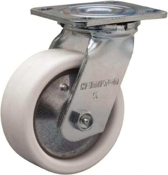 Hamilton - 5" Diam x 2" Wide x 6-1/2" OAH Top Plate Mount Swivel Caster - Polyolefin, 650 Lb Capacity, Delrin Bearing, 4 x 4-1/2" Plate - A1 Tooling