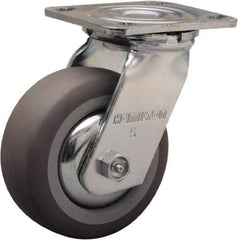 Hamilton - 5" Diam x 2" Wide x 6-1/2" OAH Top Plate Mount Swivel Caster - Rubber Mold on Polyolefin, 350 Lb Capacity, Straight Roller Bearing, 4 x 4-1/2" Plate - A1 Tooling