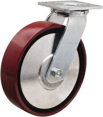 Hamilton - 8" Diam x 2" Wide x 9-1/2" OAH Top Plate Mount Swivel Caster - Cast Iron, 900 Lb Capacity, Sealed Precision Ball Bearing, 4 x 4-1/2" Plate - A1 Tooling