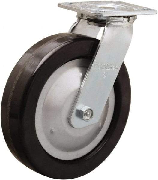 Hamilton - 8" Diam x 2" Wide x 9-1/2" OAH Top Plate Mount Swivel Caster - Phenolic, 1,250 Lb Capacity, Straight Roller Bearing, 4 x 4-1/2" Plate - A1 Tooling