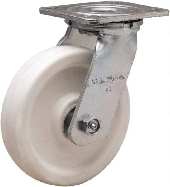 Hamilton - 6" Diam x 1-1/2" Wide x 7-1/2" OAH Top Plate Mount Swivel Caster - Polyolefin, 550 Lb Capacity, Delrin Bearing, 4 x 4-1/2" Plate - A1 Tooling