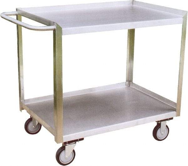 Jamco - 1,200 Lb Capacity, 24" Wide x 18" Long x 35" High Shelf Cart - 2 Shelf, Stainless Steel, 2 Rigid/2 Swivel Casters - A1 Tooling