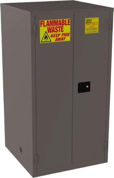 Jamco - 2 Door, 2 Shelf, Yellow Steel Double Wall Safety Cabinet for Flammable and Combustible Liquids - 65" High x 34" Wide x 34" Deep, Manual Closing Door, 3 Point Key Lock, 60 Gal Capacity - A1 Tooling