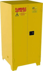 Jamco - 2 Door, 2 Shelf, Yellow Steel Double Wall Safety Cabinet for Flammable and Combustible Liquids - 70" High x 34" Wide x 34" Deep, Self Closing Door, 3 Point Key Lock, 60 Gal Capacity - A1 Tooling