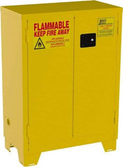 Jamco - 2 Door, 2 Shelf, Yellow Steel Double Wall Safety Cabinet for Flammable and Combustible Liquids - 49" High x 18" Wide x 34" Deep, Self Closing Door, 3 Point Key Lock, 28 Gal Capacity - A1 Tooling