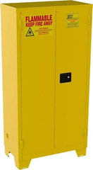 Jamco - 2 Door, 3 Shelf, Yellow Steel Double Wall Safety Cabinet for Flammable and Combustible Liquids - 70" High x 18" Wide x 34" Deep, Manual Closing Door, 3 Point Key Lock, 44 Gal Capacity - A1 Tooling