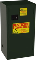 Jamco - 1 Door, 2 Shelf, Green Steel Double Wall Safety Cabinet for Flammable and Combustible Liquids - 44" High x 18" Wide x 23" Deep, Manual Closing Door, 3 Point Key Lock, 18 Gal Capacity - A1 Tooling