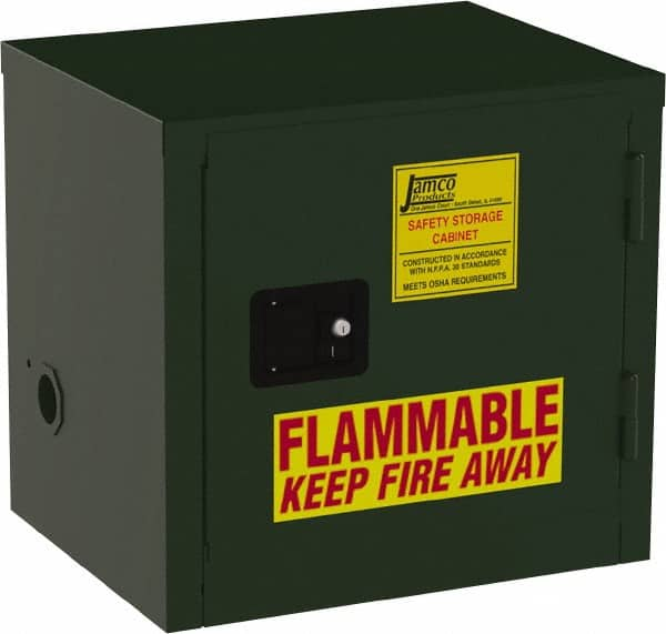 Jamco - 1 Door, Green Steel Double Wall Safety Cabinet for Flammable and Combustible Liquids - 22" High x 18" Wide x 23" Deep, Self Closing Door, 3 Point Key Lock, 6 Gal Capacity - A1 Tooling