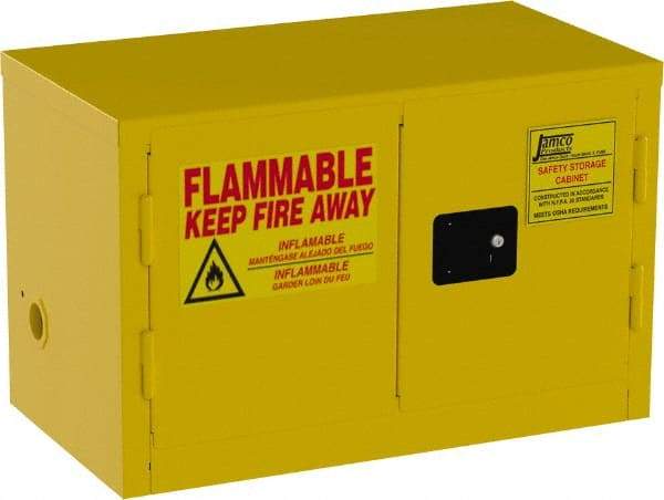 Jamco - 2 Door, Yellow Steel Double Wall Safety Cabinet for Flammable and Combustible Liquids - 22" High x 18" Wide x 34" Deep, Manual Closing Door, 3 Point Key Lock, 11 Gal Capacity - A1 Tooling