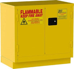 Jamco - 2 Door, 1 Shelf, Yellow Steel Double Wall Safety Cabinet for Flammable and Combustible Liquids - 35" High x 22" Wide x 36" Deep, Manual Closing Door, 3 Point Key Lock, 22 Gal Capacity - A1 Tooling