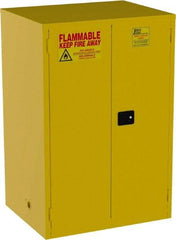 Jamco - 2 Door, 2 Shelf, Yellow Steel Double Wall Safety Cabinet for Flammable and Combustible Liquids - 65" High x 34" Wide x 43" Deep, Self Closing Door, 3 Point Key Lock, 90 Gal Capacity - A1 Tooling