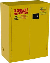 Jamco - 2 Door, 2 Shelf, Yellow Steel Double Wall Safety Cabinet for Flammable and Combustible Liquids - 44" High x 18" Wide x 34" Deep, Self Closing Door, 3 Point Key Lock, 28 Gal Capacity - A1 Tooling