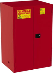 Jamco - 2 Door, 5 Shelf, Red Steel Double Wall Safety Cabinet for Flammable and Combustible Liquids - 65" High x 34" Wide x 43" Deep, Self Closing Door, 3 Point Key Lock, 120 Gal Capacity - A1 Tooling