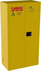 Jamco - 2 Door, 3 Shelf, Yellow Steel Double Wall Safety Cabinet for Flammable and Combustible Liquids - 65" High x 18" Wide x 34" Deep, Manual Closing Door, 3 Point Key Lock, 44 Gal Capacity - A1 Tooling