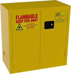 Jamco - 2 Door, 1 Shelf, Yellow Steel Double Wall Safety Cabinet for Flammable and Combustible Liquids - 35" High x 34" Wide x 18" Deep, Manual Closing Door, 3 Point Key Lock, 22 Gal Capacity - A1 Tooling