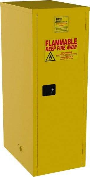 Jamco - 1 Door, 3 Shelf, Yellow Steel Double Wall Safety Cabinet for Flammable and Combustible Liquids - 65" High x 34" Wide x 23" Deep, Self Closing Door, 3 Point Key Lock, 60 Gal Capacity - A1 Tooling