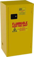 Jamco - 1 Door, 2 Shelf, Yellow Steel Double Wall Safety Cabinet for Flammable and Combustible Liquids - 44" High x 18" Wide x 23" Deep, Manual Closing Door, 3 Point Key Lock, 18 Gal Capacity - A1 Tooling