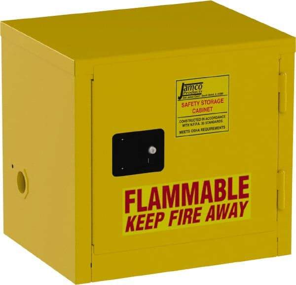 Jamco - 1 Door, Yellow Steel Double Wall Safety Cabinet for Flammable and Combustible Liquids - 22" High x 18" Wide x 23" Deep, Manual Closing Door, 3 Point Key Lock, 6 Gal Capacity - A1 Tooling