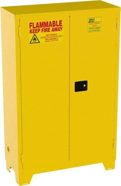 Jamco - 2 Door, 2 Shelf, Yellow Steel Double Wall Safety Cabinet for Flammable and Combustible Liquids - 70" High x 43" Wide x 18" Deep, Manual Closing Door, 3 Point Key Lock, 45 Gal Capacity - A1 Tooling