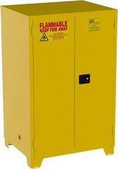 Jamco - 2 Door, 2 Shelf, Yellow Steel Double Wall Safety Cabinet for Flammable and Combustible Liquids - 70" High x 34" Wide x 43" Deep, Self Closing Door, 3 Point Key Lock, 90 Gal Capacity - A1 Tooling