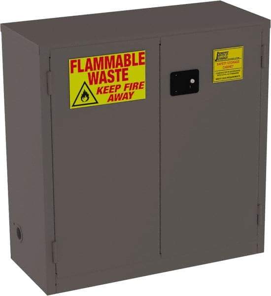 Jamco - 2 Door, 1 Shelf, Yellow Steel Double Wall Safety Cabinet for Flammable and Combustible Liquids - 44" High x 18" Wide x 43" Deep, Manual Closing Door, 3 Point Key Lock, 30 Gal Capacity - A1 Tooling