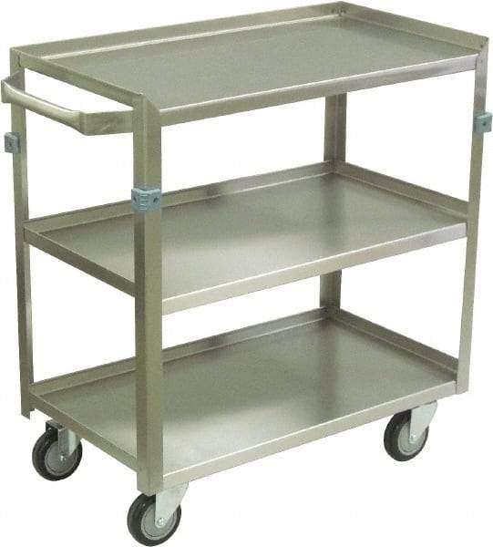 Jamco - 600 Lb Capacity, 30" Wide x 16" Long x 34" High Shelf Cart - 3 Shelf, Stainless Steel, 4 Swivel Casters - A1 Tooling