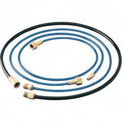 Dynabrade - 1/4" ID x 3/8" OD 3' Long Hose - Female/Male Ends, 90 Working psi, 1/4" Fitting, Black & Blue - A1 Tooling