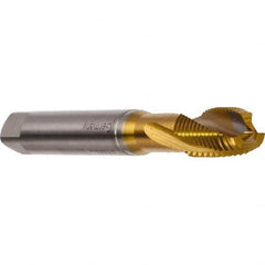 Emuge - M6x1.00 Metric 3 Flute 6H Modified Bottoming Spiral Flute Tap - Cobalt, TiN Finish, 80mm OAL, Right Hand Flute, Right Hand Thread, Series Rekord DF - Exact Industrial Supply