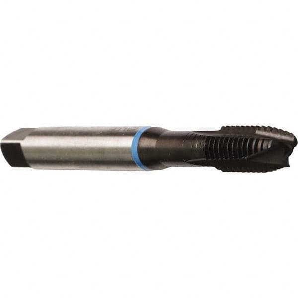 Emuge - M10x1.50 Metric Coarse, 3 Flute, Nitride Finish, Cobalt Spiral Point Tap - Plug Chamfer, Right Hand Thread, 100mm OAL, 22mm Thread Length, 10mm Shank Diam, 7G Class of Fit, Series Rekord B - Exact Industrial Supply