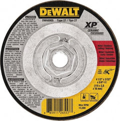 DeWALT - 24 Grit, 4-1/2" Wheel Diam, Type 27 Depressed Center Wheel - Coarse/Medium Grade, Ceramic, N Hardness, 13,300 Max RPM - A1 Tooling